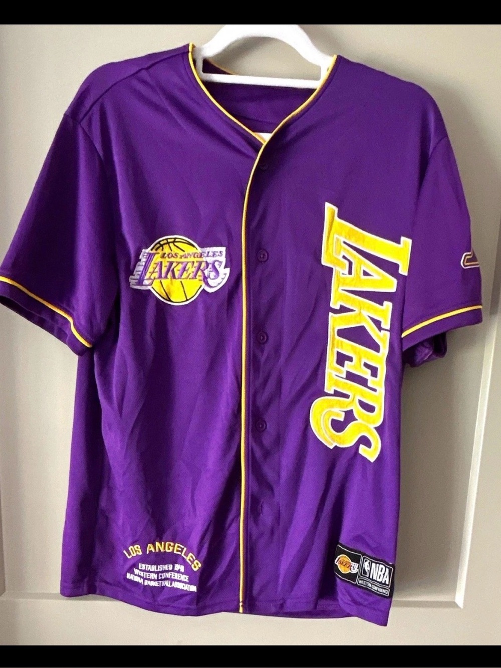 NBA Purple and Yellow Los Angeles Lakers size small women's Jersey